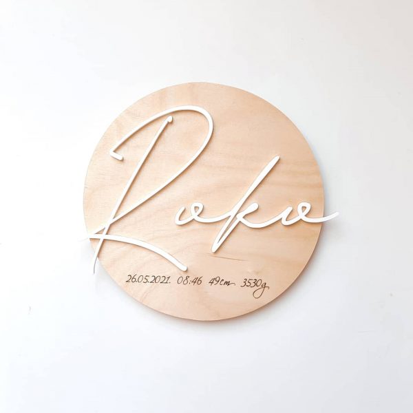 Drveni krug - BABY NATPIS (dizajn 1)