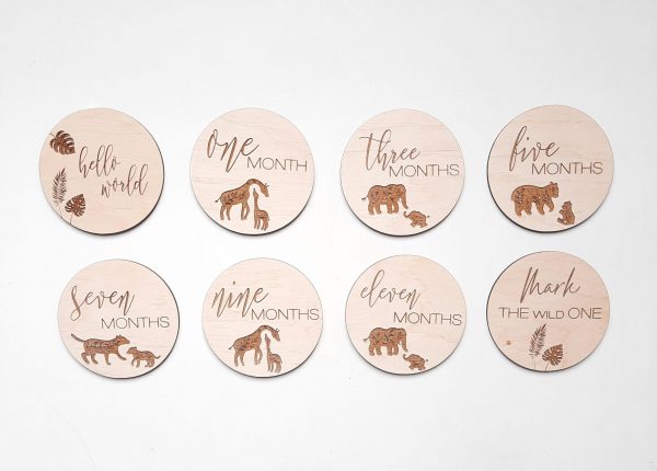 Drvene oznake - MILESTONE - wild animal design