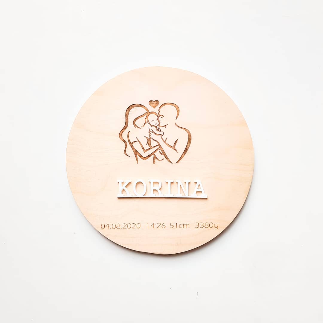 Drveni krug - BABY NATPIS (dizajn 2)